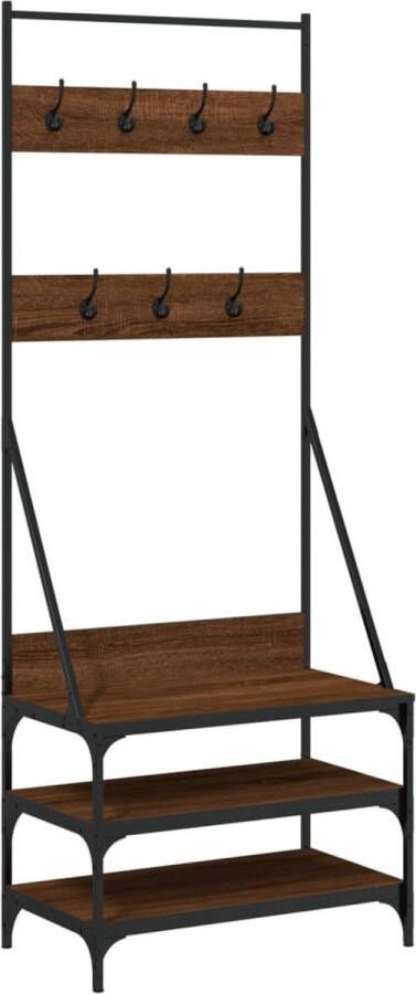 VidaXL -Kledingrek-met-schoenenrek-70x40x184-cm-bruineikenkleurig