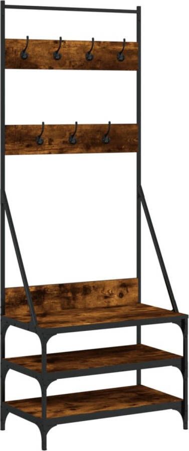 VidaXL -Kledingrek-met-schoenenrek-70x40x184-cm-gerookt-eikenkleurig