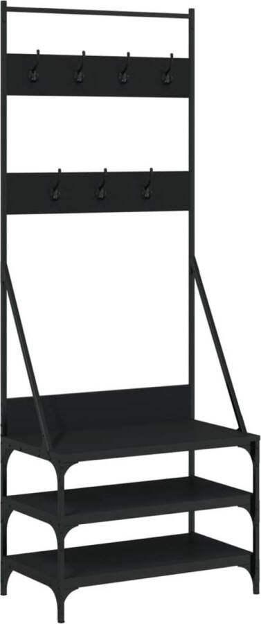 VidaXL -Kledingrek-met-schoenenrek-70x40x184-cm-zwart