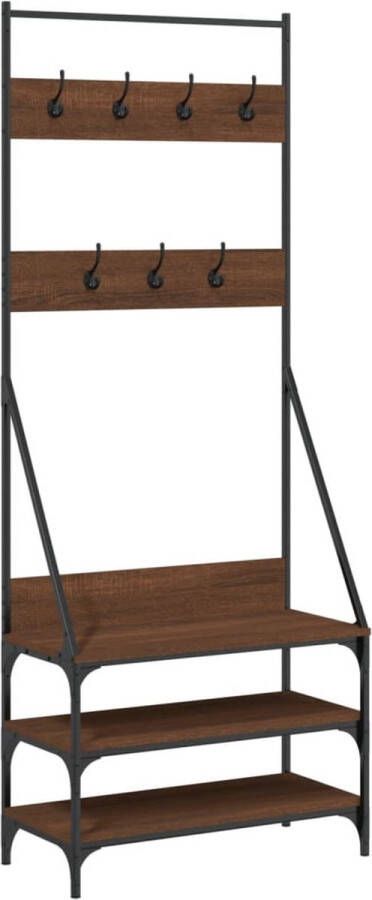 VidaXL -Kledingrek-met-schoenenrek-72x34x184-cm-bruineikenkleurig