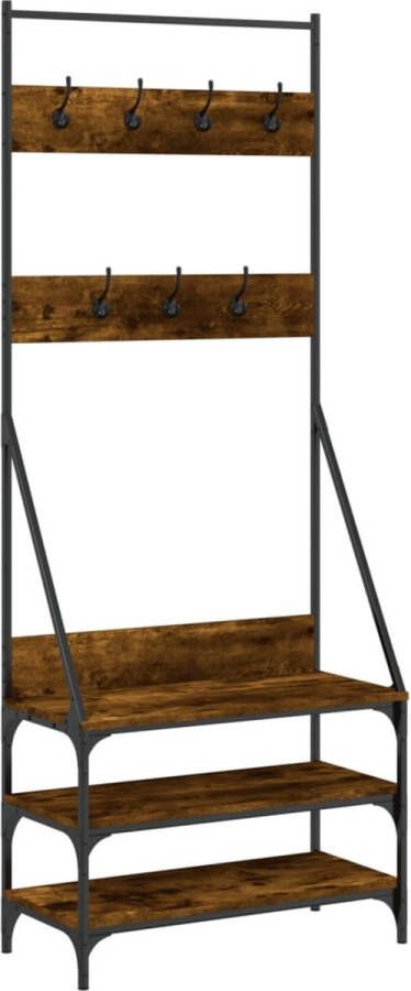 VidaXL -Kledingrek-met-schoenenrek-72x34x184-cm-gerookt-eikenkleurig