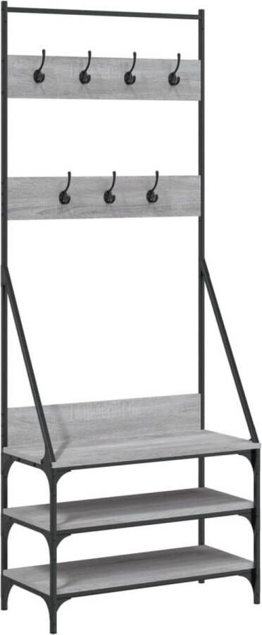 VidaXL -Kledingrek-met-schoenenrek-72x34x184-cm-grijs-sonoma-eikenkleur