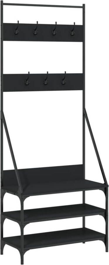 VidaXL -Kledingrek-met-schoenenrek-72x34x184-cm-zwart