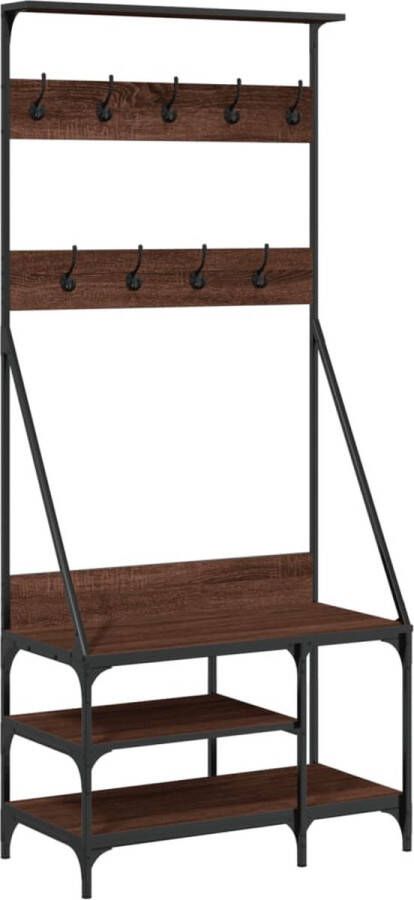 VidaXL -Kledingrek-met-schoenenrek-80x40x184-cm-bruineikenkleurig