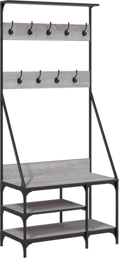 VidaXL -Kledingrek-met-schoenenrek-80x40x184-cm-grijs-sonoma-eikenkleur