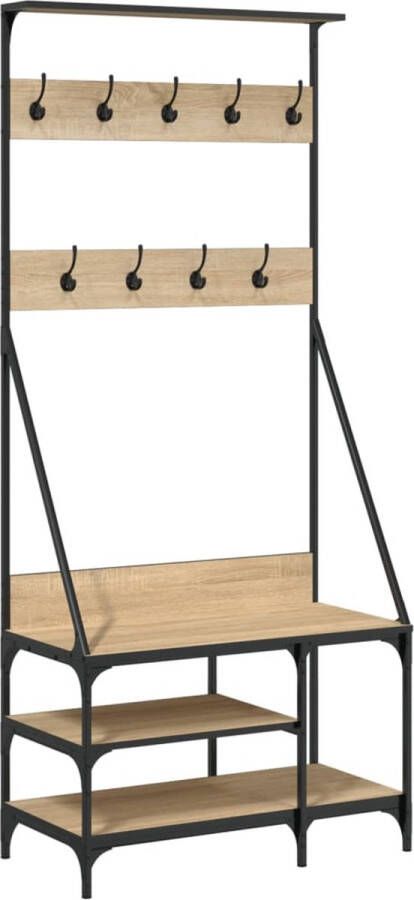 VidaXL -Kledingrek-met-schoenenrek-80x40x184-cm-sonoma-eikenkleurig