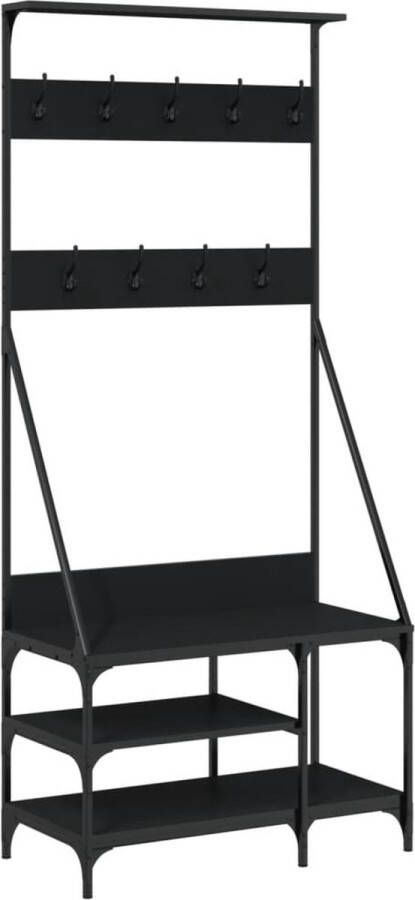 VidaXL -Kledingrek-met-schoenenrek-80x40x184-cm-zwart