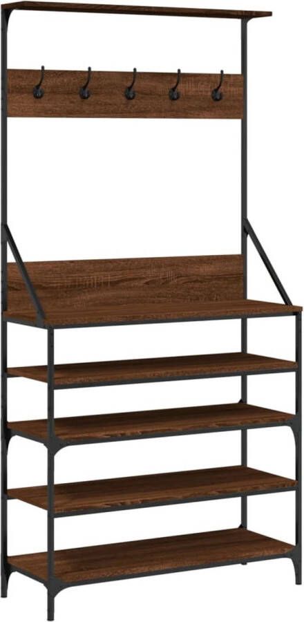 VidaXL -Kledingrek-met-schoenenrek-90x34x184-cm-bruineikenkleurig - Foto 2