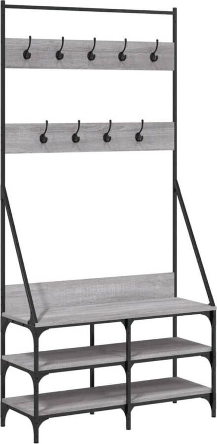 VidaXL -Kledingrek-met-schoenenrek-90x34x184-cm-grijs-sonoma-eikenkleur - Foto 2