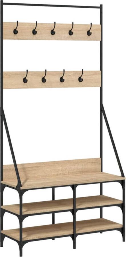 VidaXL -Kledingrek-met-schoenenrek-90x34x184-cm-sonoma-eikenkleurig - Foto 2