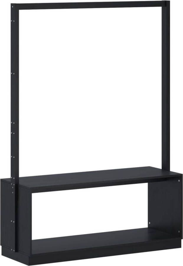 VidaXL -Kledingrek-schoenenkast-113x40x157 5-cm-grenenhout-zwart