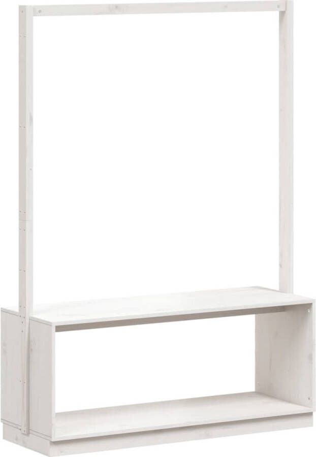 VidaXL -Kledingrek-schoenenkast-113x40x157 5-cm-massief-grenenhout-wit