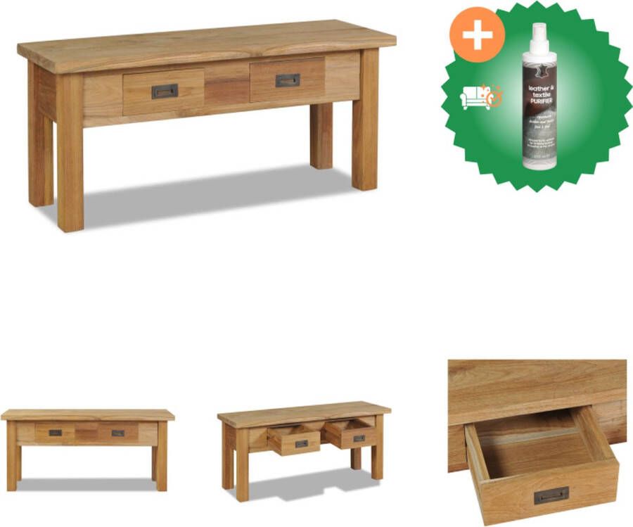 VidaXL Koloniaal Bankje 90x30x40 cm Massief Teakhout Hocker Inclusief Reiniger