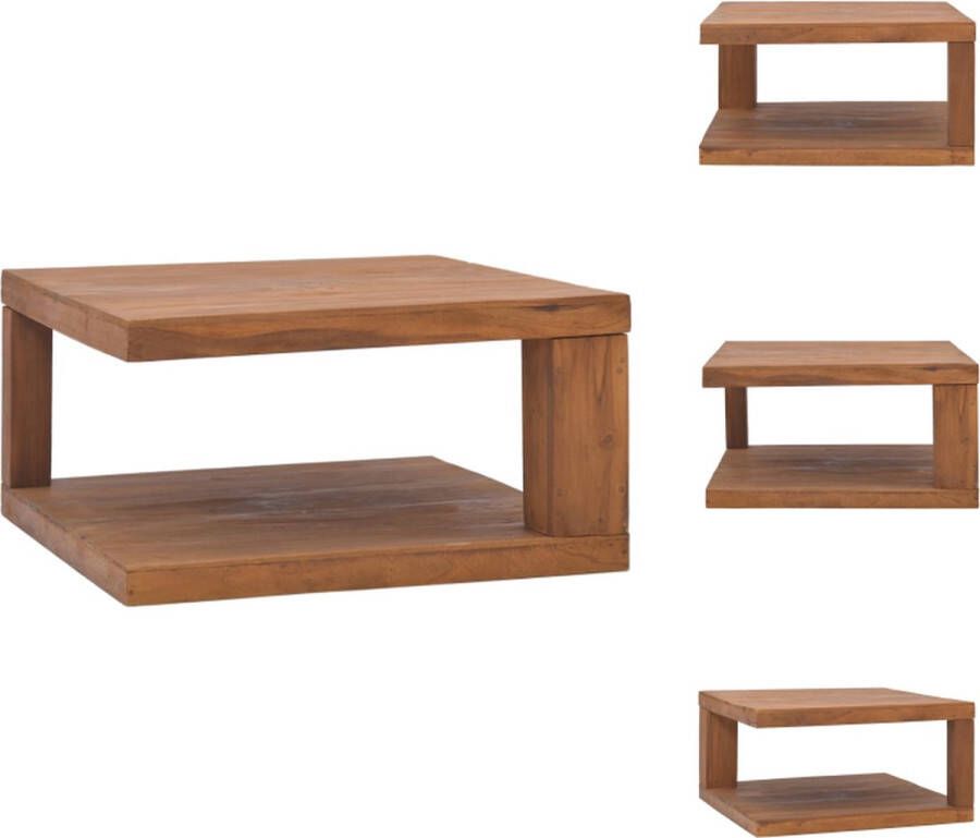 VidaXL Koloniaal Teakhouten Woonkamertafel 65 x 65 x 33 cm Opbergruimte Montage vereist Tafel - Foto 2