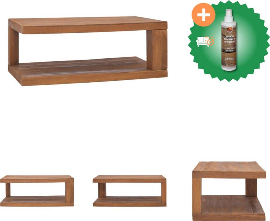 VidaXL Koloniaal Teakhouten Woonkamertafel 90x50x35cm Duurzaam Tafel Inclusief Houtreiniger en verfrisser