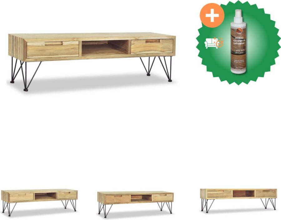 VidaXL Koloniaal Tv-meubel 120 x 35 x 35 cm Gerecycled teakhout en smeedijzer Kast Inclusief Houtreiniger en verfrisser