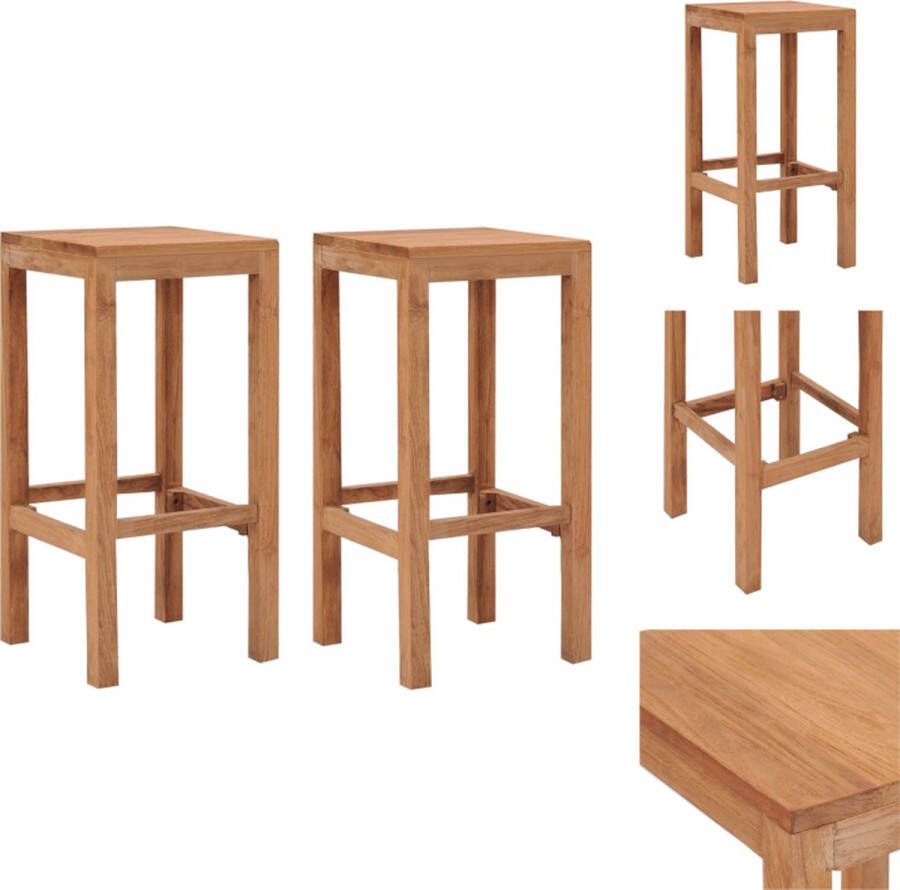 VidaXL Barkruk Barkrukken Stoel Barstoel Barkrukken 2 st massief teakhout