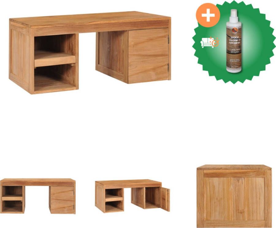 VidaXL Koloniale Houten Salontafel 90 x 50 x 40 cm Massief Teakhout Tafel Inclusief Houtreiniger en verfrisser