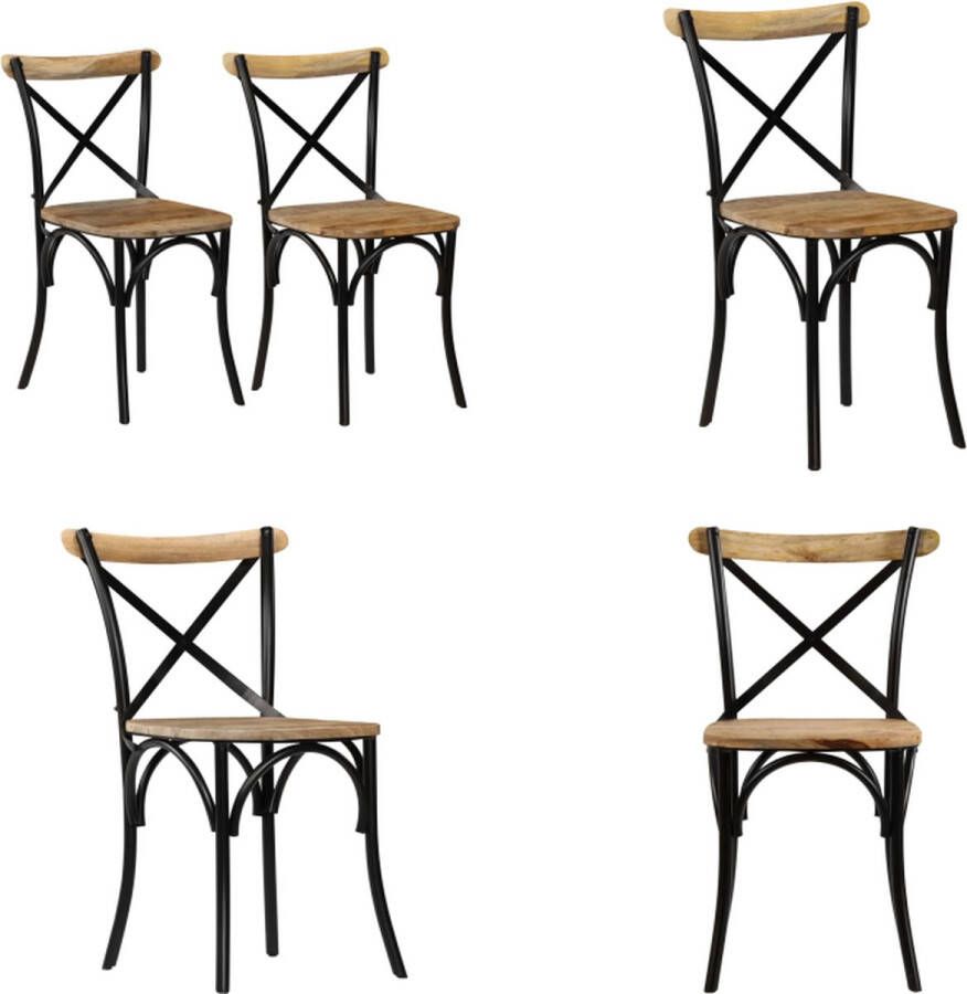 VidaXL -Kruisstoelen-2-st-massief-mangohout-zwart