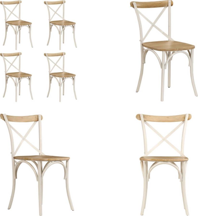 VidaXL -Kruisstoelen-4-st-massief-mangohout-wit