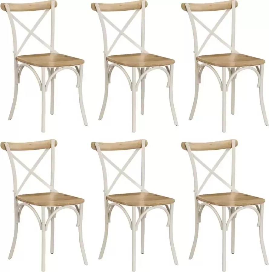 VidaXL -Kruisstoelen-6-st-massief-mangohout-wit - Foto 2