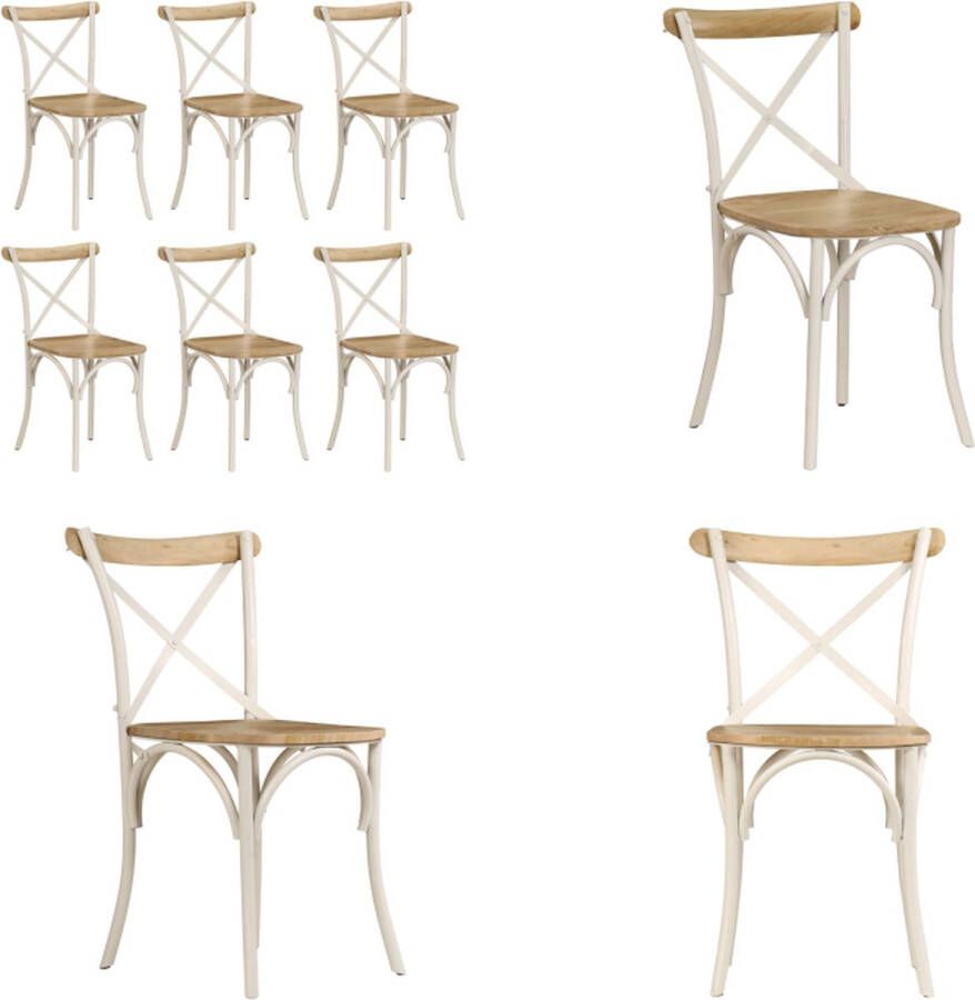 VidaXL -Kruisstoelen-6-st-massief-mangohout-wit