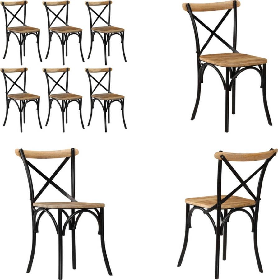 VidaXL -Kruisstoelen-6-st-massief-mangohout-zwart