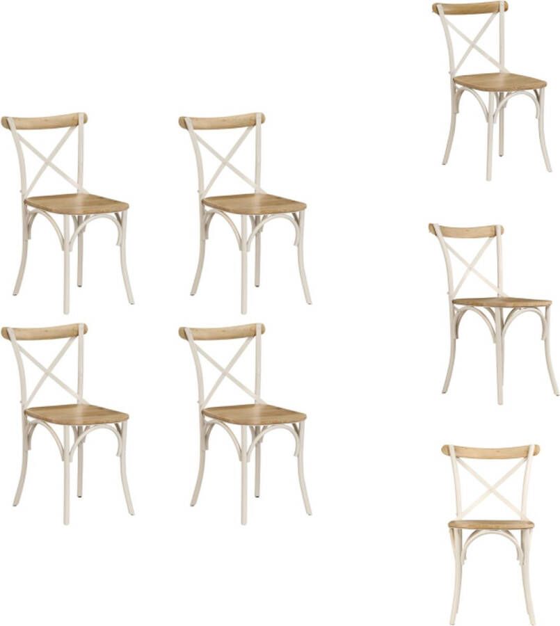 VidaXL Kruisstoel Kruisstoelen Kruis Stoel Kruis Stoelen Kruisstoelen 4 st massief mangohout wit