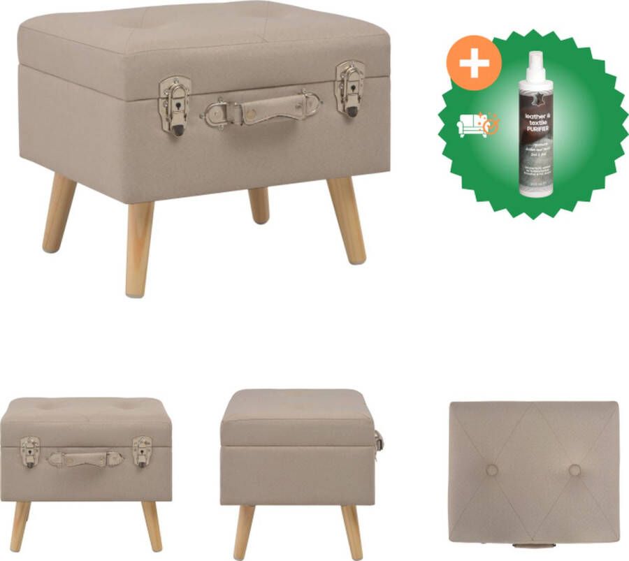 VidaXL Kruk 40x33x33 cm Beige Polyester Hocker Inclusief Reiniger