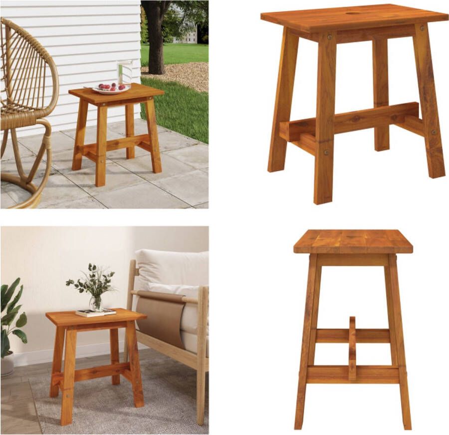 VidaXL Kruk 45x29x45 cm rechthoekig massief acaciahout Kruk Krukken Toiletkruk Badkamerkruk