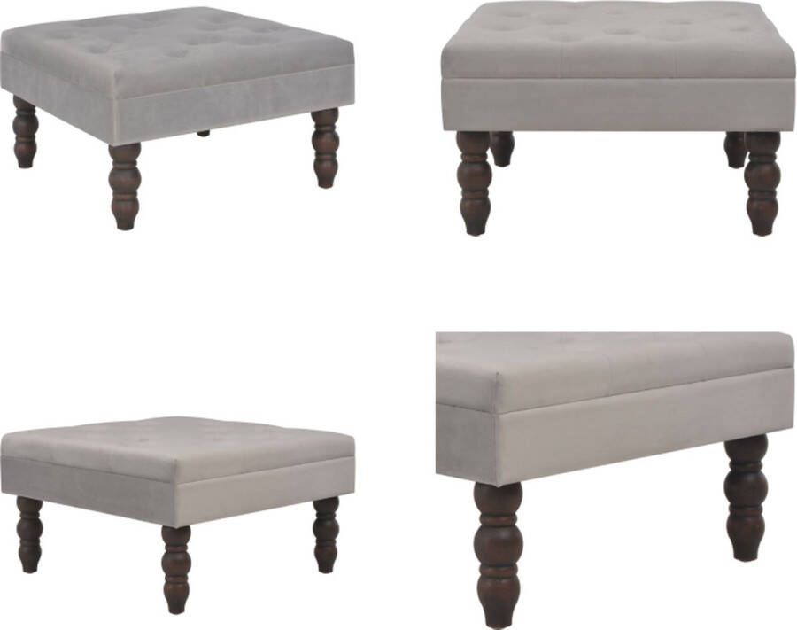 VidaXL Kruk 60x60x36 cm fluweel donkergrijs Kruk Krukken Hocker Hockers