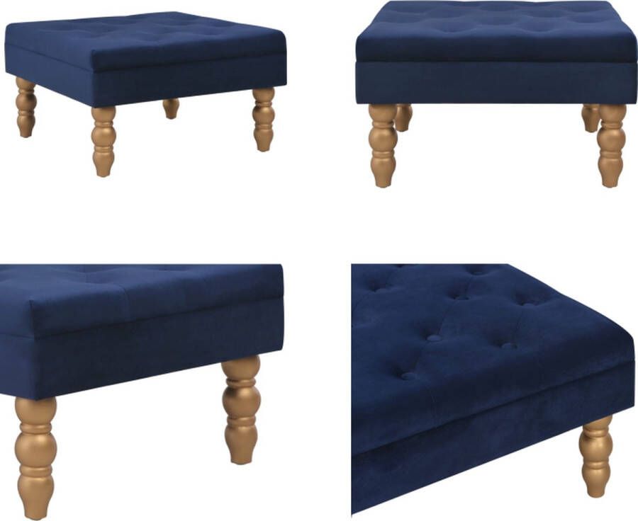 VidaXL Kruk 60x60x36 cm fluweel marineblauw Kruk Krukken Hocker Hockers