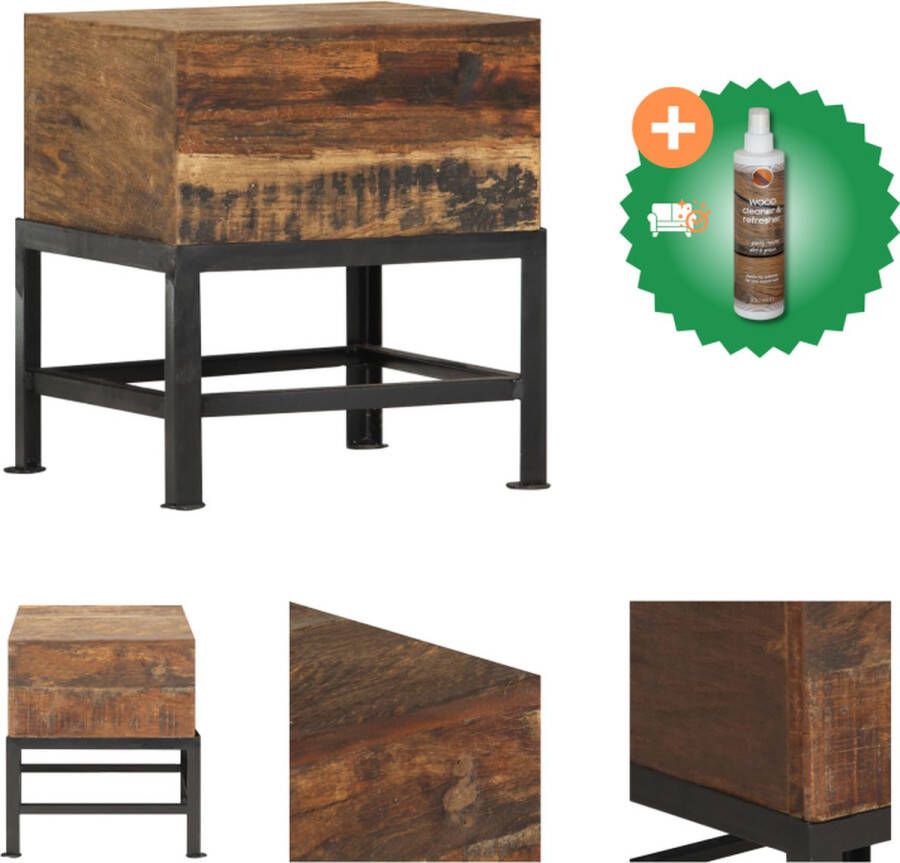 VidaXL Kruk Antieke Stijl Massief Gerecycled Hout 35x35x40cm Tafel Inclusief Houtreiniger en verfrisser