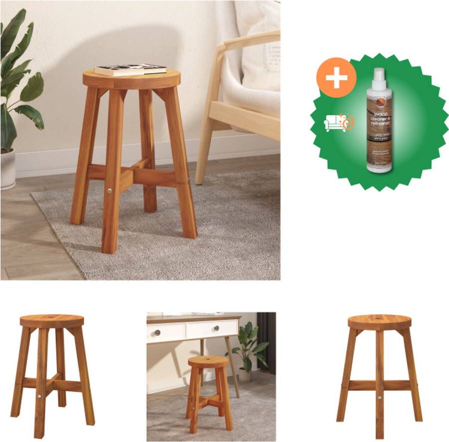 VidaXL Kruk Bruin Massief Acaciahout 38x38x45 cm Veilig Ontwerp Krukje Inclusief Houtreiniger en verfrisser