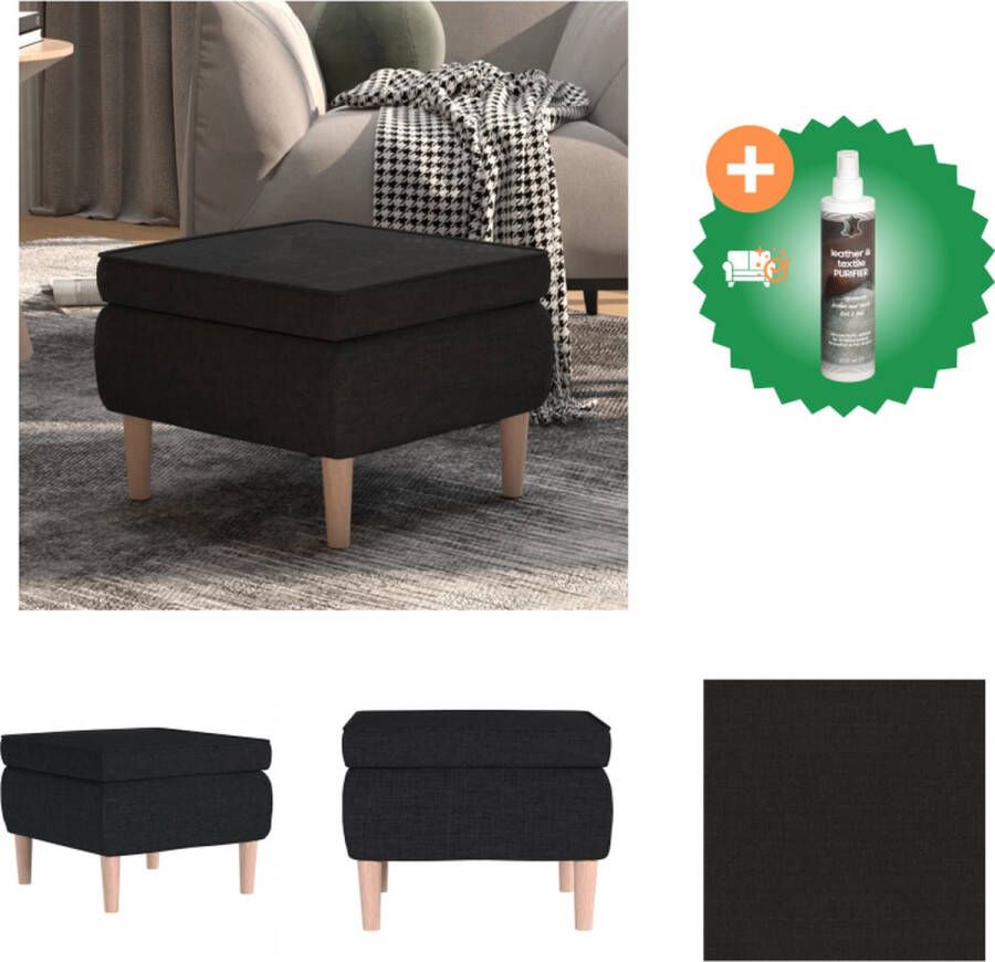 VidaXL Kruk Charmant Voetenbank Zwart 55 x 54.5 x 42 cm 100% polyester Rubberwood Krukje Inclusief Reiniger
