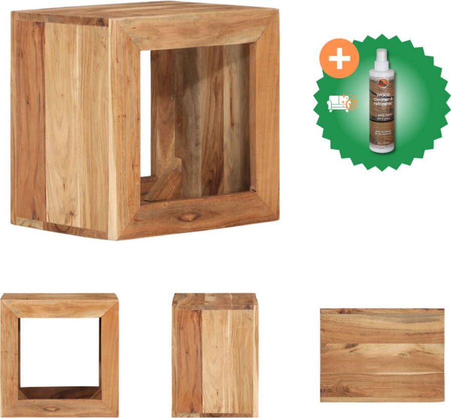 VidaXL Kruk Hout 40 x 30 x 40 cm Massief acaciahout Tafel Inclusief Houtreiniger en verfrisser