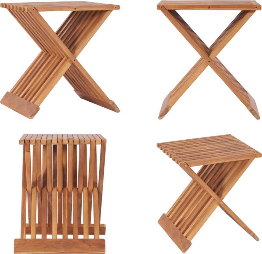 VidaXL Kruk inklapbaar 40x32x45 cm massief teakhout Kruk Krukken Inklapbare Kruk Inklapbare Krukken