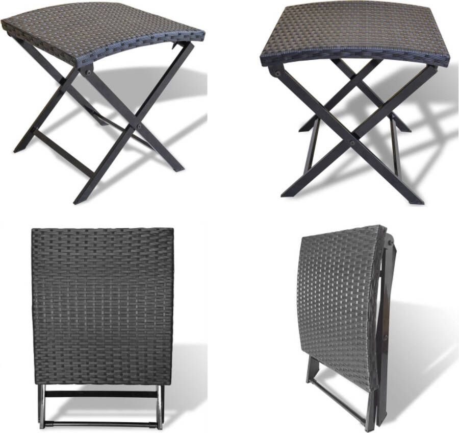 VidaXL Kruk inklapbaar poly rattan zwart Kruk Krukken Barkruk Barkrukken