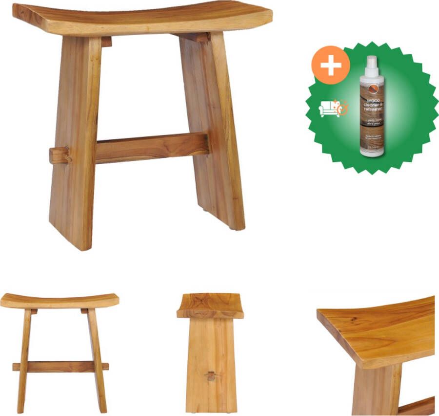 VidaXL Kruk Retro Teakhout 40 x 40 x 45 cm Bruin Krukje Inclusief Houtreiniger en verfrisser