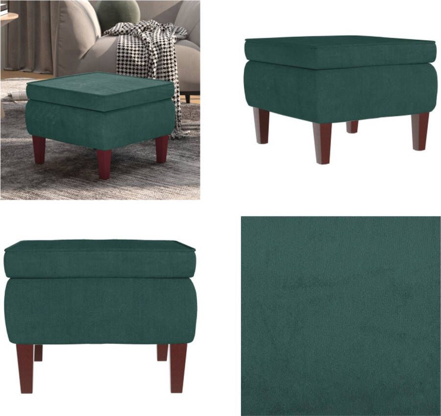 VidaXL Kruk met houten poten fluweel donkergroen Kruk Krukken Voetenbank Voetensteun