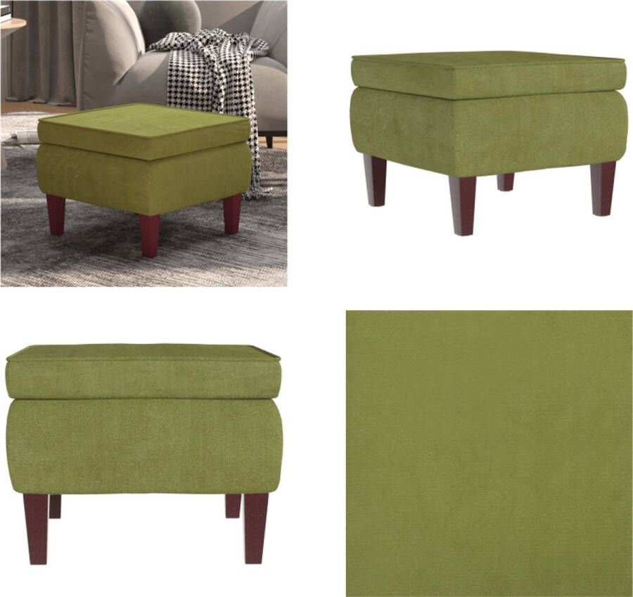 VidaXL Kruk met houten poten fluweel lichtgroen Kruk Krukken Voetenbank Voetensteun