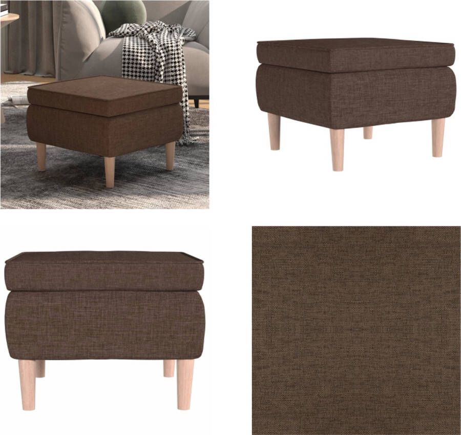 VidaXL Kruk met houten poten stof bruin Kruk Krukken Voetenbank Poef