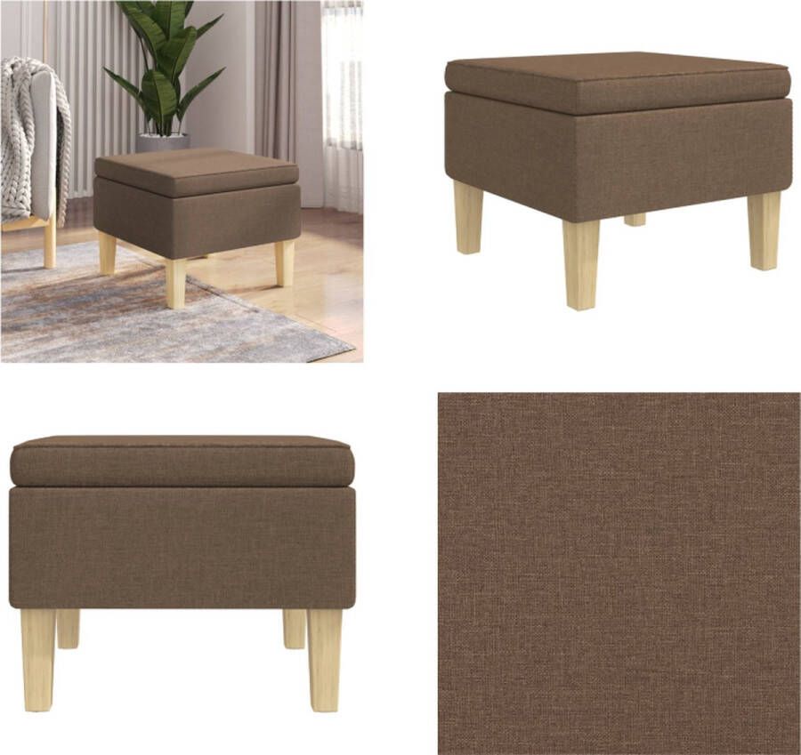 VidaXL Kruk met houten poten stof bruin Kruk Krukken Voetenbank Voetensteun