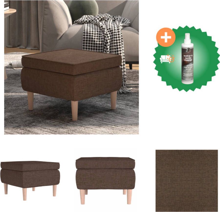 VidaXL Charmante kruk Voetenbank Bruin Stof Rubberwood 55 x 54.5 x 42 cm Krukje Inclusief Reiniger