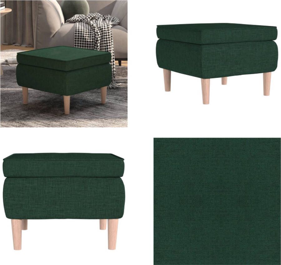 VidaXL Kruk met houten poten stof donkergroen Kruk Krukken Voetenbank Voetensteun