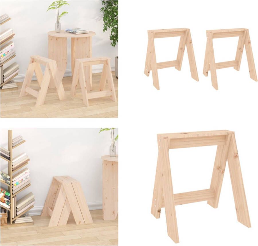 VidaXL Krukken 2 st 40x40x45 cm massief grenenhout Kruk. Krukken Krukje Stoel Keukenkruk