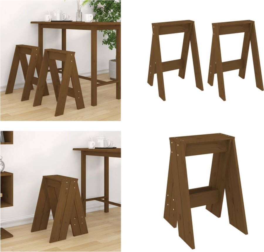 VidaXL Krukken 2 st 40x40x60 cm massief grenenhout honingbruin Kruk. Krukken Krukje Stoel Keukenkruk