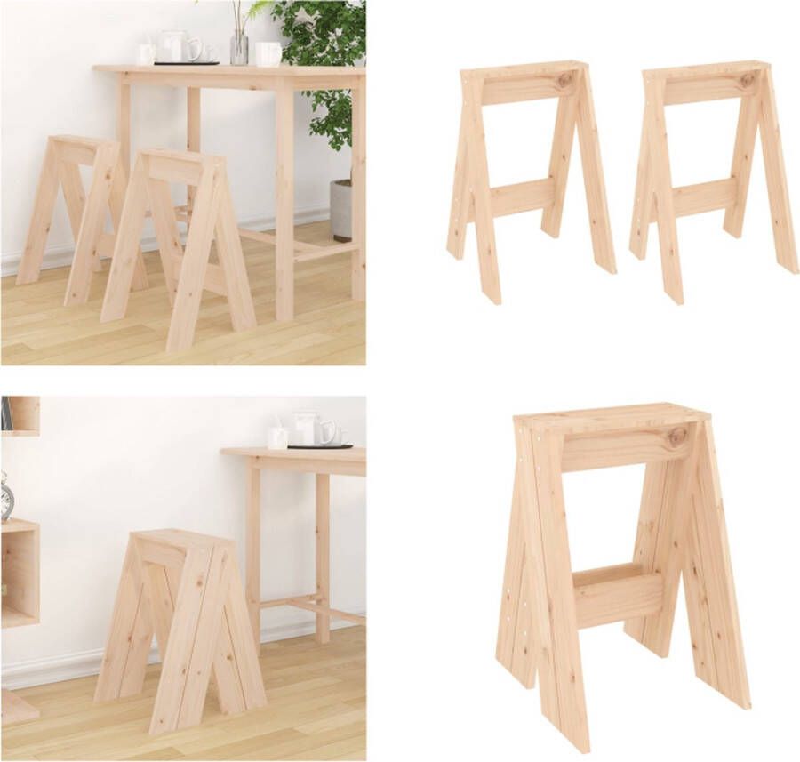 VidaXL Krukken 2 st 40x40x60 cm massief grenenhout Kruk. Krukken Krukje Stoel Keukenkruk