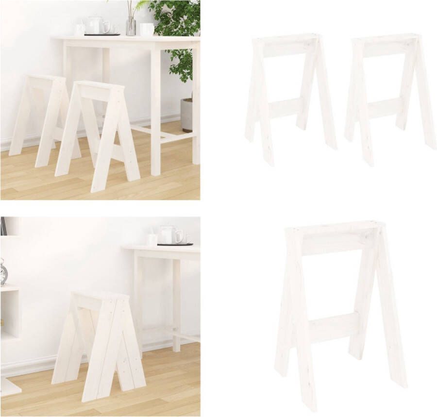 VidaXL Krukken 2 st 40x40x60 cm massief grenenhout wit Kruk. Krukken Krukje Stoel Keukenkruk