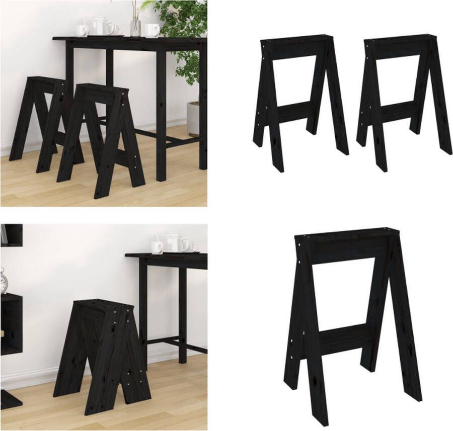 VidaXL Krukken 2 st 40x40x60 cm massief grenenhout zwart Kruk. Krukken Krukje Stoel Keukenkruk